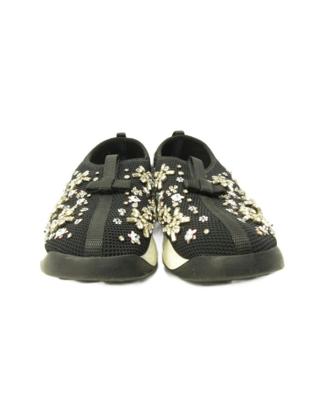 Dior Fusion Crystal Vision Sneakers Floral Applique Mesh Black 34 View 3